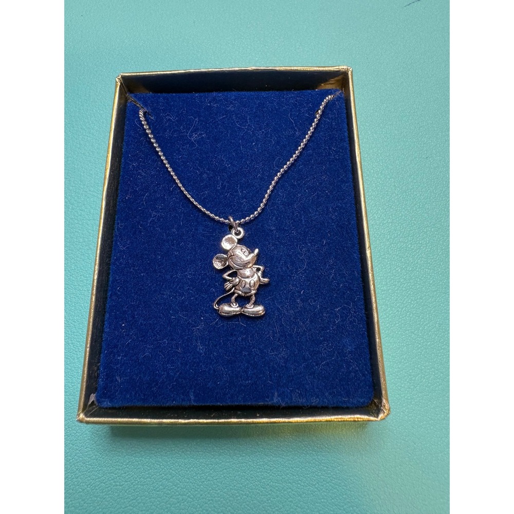 Disney Mickey Mouse Sterling Silver Pendant Necklace with‎ Original Box